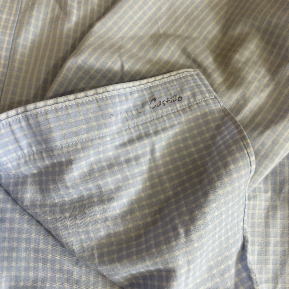 Chaps Mens 17 Button-Down Shirt Blue White Checkered Stretch Wrinkle Free Preppy - Picture 9 of 9